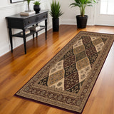 8' Red And Beige Oriental Runner Rug