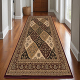 15' Red And Beige Oriental Runner Rug