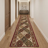 15' Red And Beige Oriental Runner Rug