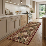 8' Red And Beige Oriental Runner Rug