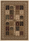 4' X 6' Beige and Black Oriental Power Loom Area Rug