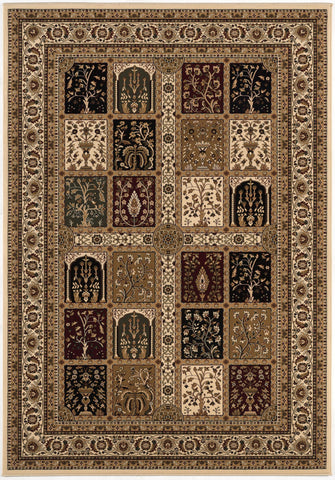 4' X 6' Beige and Black Oriental Power Loom Area Rug