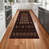 10' Red And Ivory Floral Medallion Runner Rug