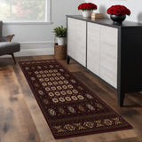 8' Red And Ivory Floral Medallion Runner Rug