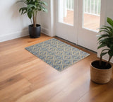 3' x 4' Blue Decorative Lattice Area Rug