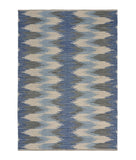 3' X 4' Blue and Ivory Flatweave Handmade Area Rug