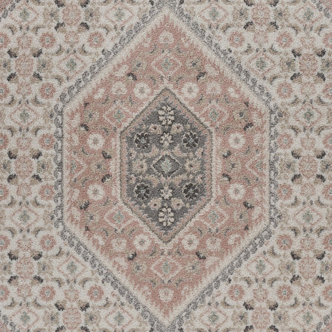 5' X 7' Gray and Blush Traditional Area Rug