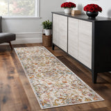 2' X 9' Beige Abstract Garden Runner Rug