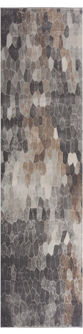 2' X 20' Beige Cobblestone Pattern Runner Rug