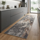 8' Beige And Gray Cobblestone Distressed Runner Rug