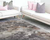 7' X 10' Beige Cobblestone Pattern Area Rug