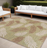 8' X 10' Green And Ivory Indoor Outdoor Area Rug