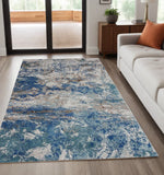 5' X 8' Blue and Gray Abstract Earth Area Rug