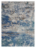 5' X 8' Blue and Gray Abstract Earth Area Rug