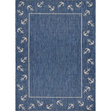 8' X 9' Blue and Natural Nautical Anchor Indoor Outdoor Area Rug