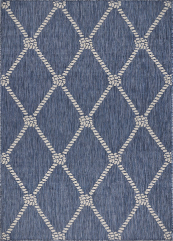 5' X 7' Blue And Gray Indoor Outdoor Area Rug