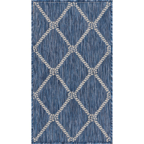 2' X 3' Blue And Gray Indoor Outdoor Area Rug