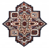 5' X 5' Blue And Red Wool Hand Tufted Area Rug