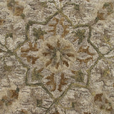4' Round Beige Distressed Medallion Area Rug