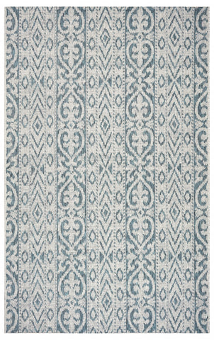 5' X 8' Blue And White Indoor Outdoor Area Rug