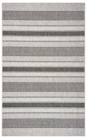 5' X 8' Gray And Black Striped Indoor Outdoor Area Rug