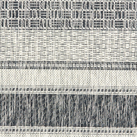 5' X 8' Gray And Black Striped Indoor Outdoor Area Rug