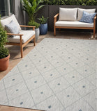 5' X 8' Blue And Gray Indoor Outdoor Area Rug