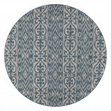 8' X 8' Blue And Gray Round Indoor Outdoor Area Rug