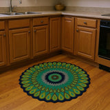 3' Green Wool Hand Tufted Round Rug