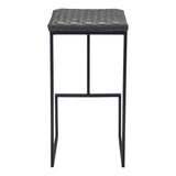 30" Gray And Black Steel Backless Bar Height Bar Chair