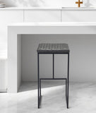 30" Gray And Black Steel Backless Bar Height Bar Chair