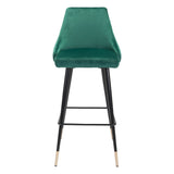 30" Green And Black Steel Low Back Bar Height Bar Chair