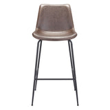 31" Brown and Black Steel Low Back Bar Height Bar Chair
