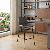 31" Gray And Black Steel Low Back Bar Height Bar Chair