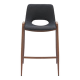 Set of Two 26" Black and Brown Faux Leather and Steel Low Back Counter Height Bar Chairs