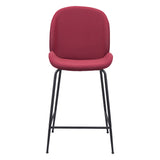26" Red And Black Steel Low Back Counter Height Bar Chair