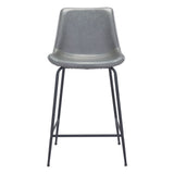 26" Gray And Black Steel Low Back Counter Height Bar Chair
