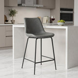 26" Gray And Black Steel Low Back Counter Height Bar Chair