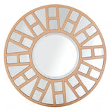 32" Gold Round Metal Framed Accent Mirror