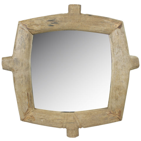 Natural Wooden Square Wall Mirror