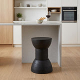 19" Black Solid Wood Backless Bar Chair
