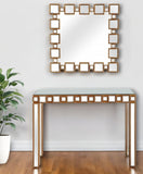 43" Gold And Silver Mirrored Glass Console Table