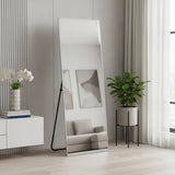 64" Silver Metal Wall Mounted And Freestanding Framed Accent Mirror