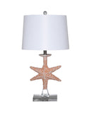 Set of Two 28" Clear Table Lamp With White Drum Shade