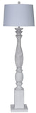 63" White Resin Floor Lamp With White Fabric Drum Shade