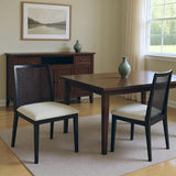 Set of Two Black Upholstered Fabric Cross Back Dining Side Chairs