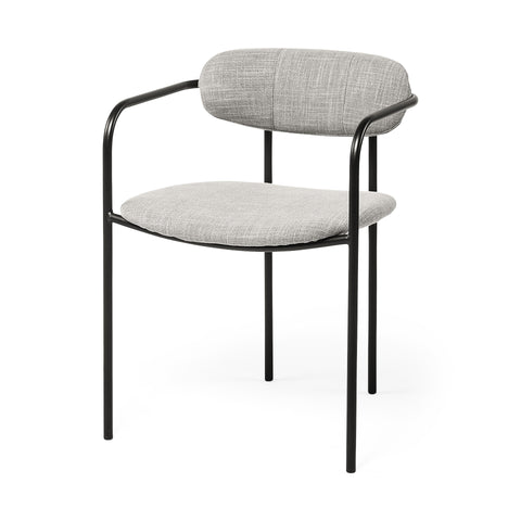 Set of Two Gray and Black Fabric Dining Arm Chairs