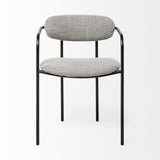 Set of Two Gray and Black Fabric Dining Arm Chairs