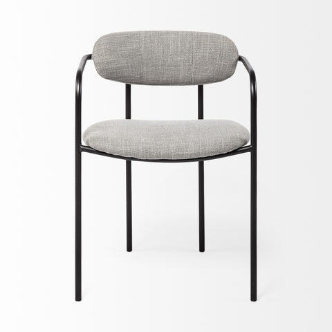 Set of Two Gray and Black Fabric Dining Arm Chairs