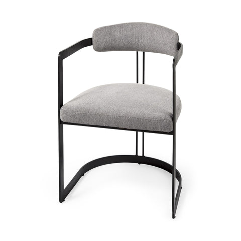 Gray And Black Upholstered Dining Arm Chair